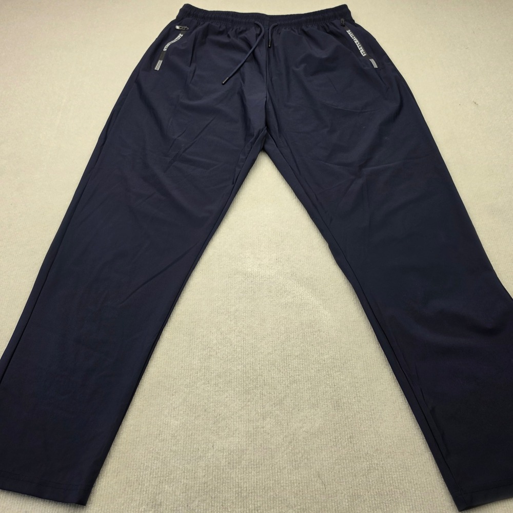 Stretchactive Athletic Pants Men 2XL Navy Blue Zipper Pockets Stretch Joggers
